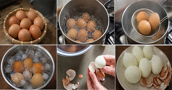 các bước luộc và bóc vỏ trứng gà