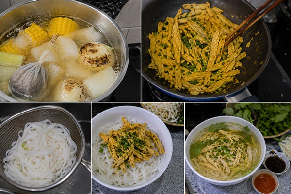 hoàn thành tô phở gà chay
