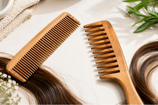 chải tóc và làm sạch da đầu trước khi gội