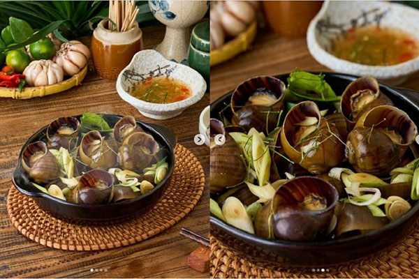 ốc bươu hấp sả lá chanh
